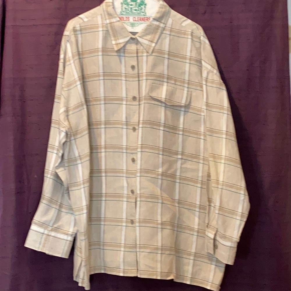 Company Ellen Tracy Linen Plaid Big Shirt